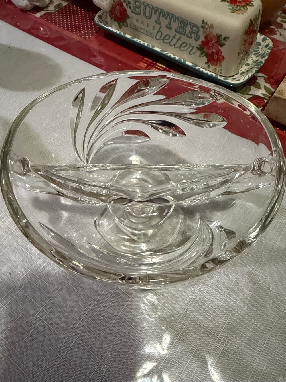 Vintage Indiana Glass “Willow Oleander” Candy, Nuts or Spices Bowl.